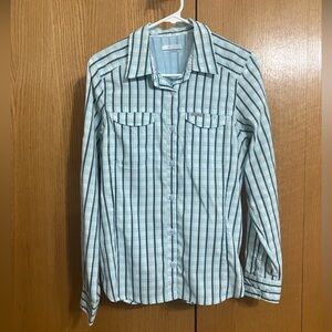 Columbia Silver Ridge Lite Omni-Shade Women’s Blue Green White Plaid Shirt Sz M